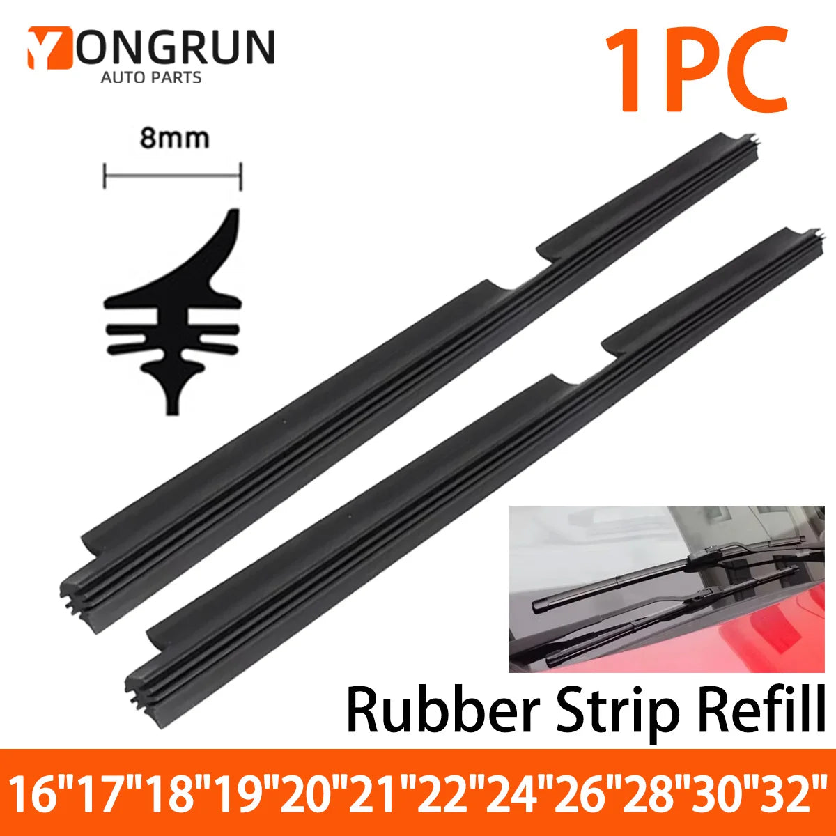 Replacement Windshield Wiper Blade Rubber Refill Strip