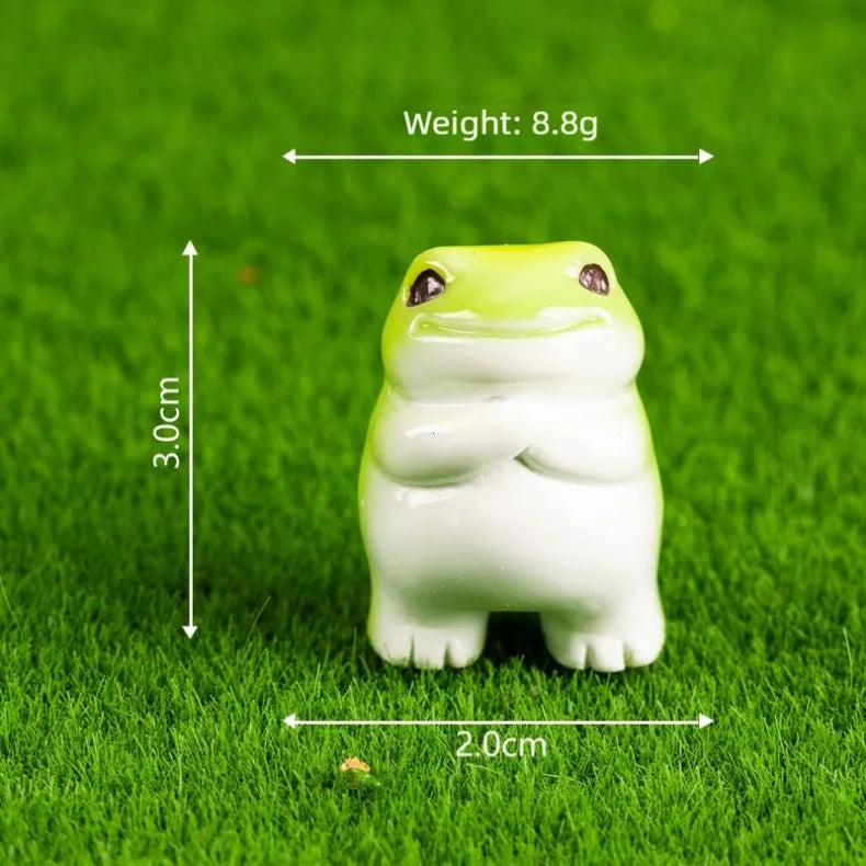 6-Piece Cute Miniature Resin Frog Figurine Set for Home Decor - 7