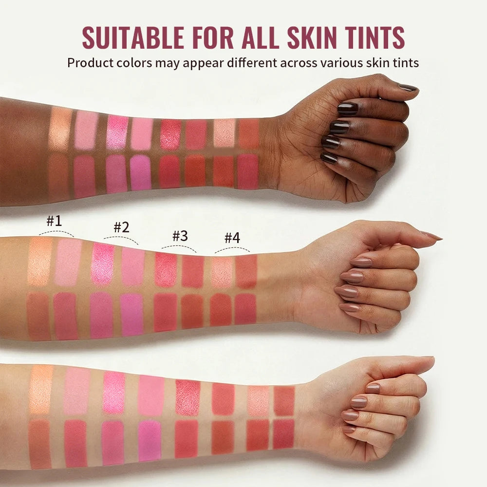 4-Shade Matte and Shimmer Blush Palette for Radiant Cheek Makeup