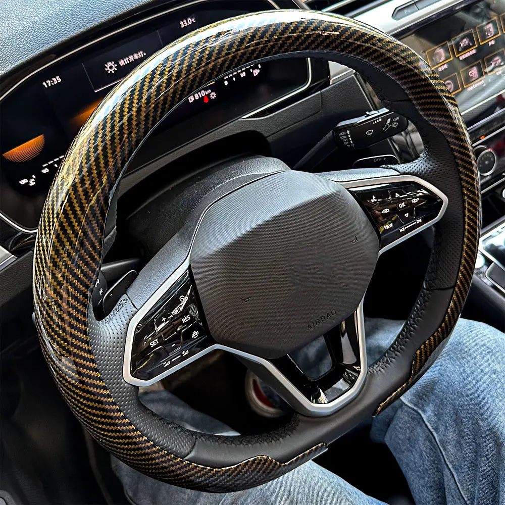 Carbon Fiber Texture D-Shape Steering Wheel Cover