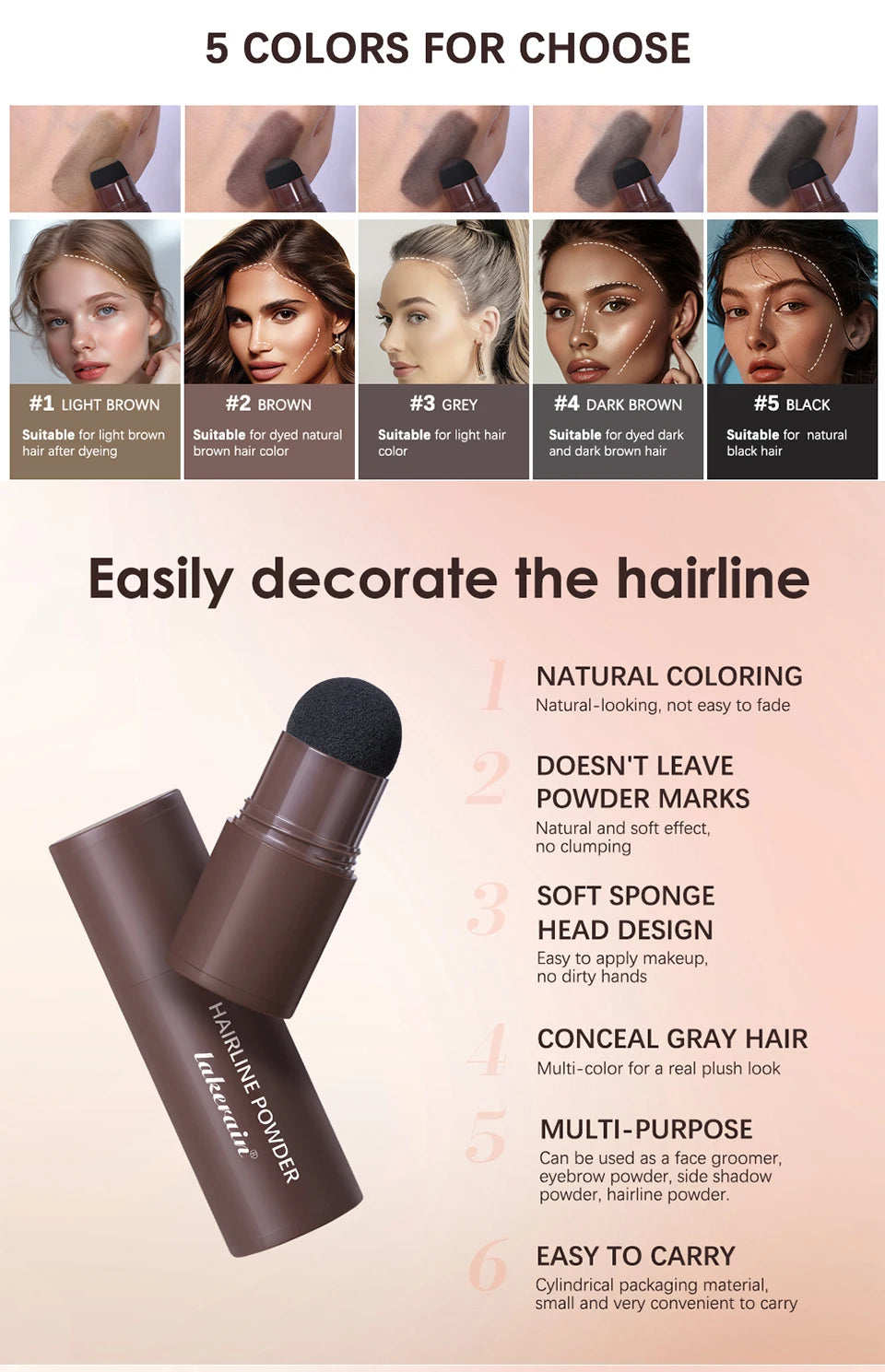 Waterproof Hairline Shadow Powder Root Cover Up Stick