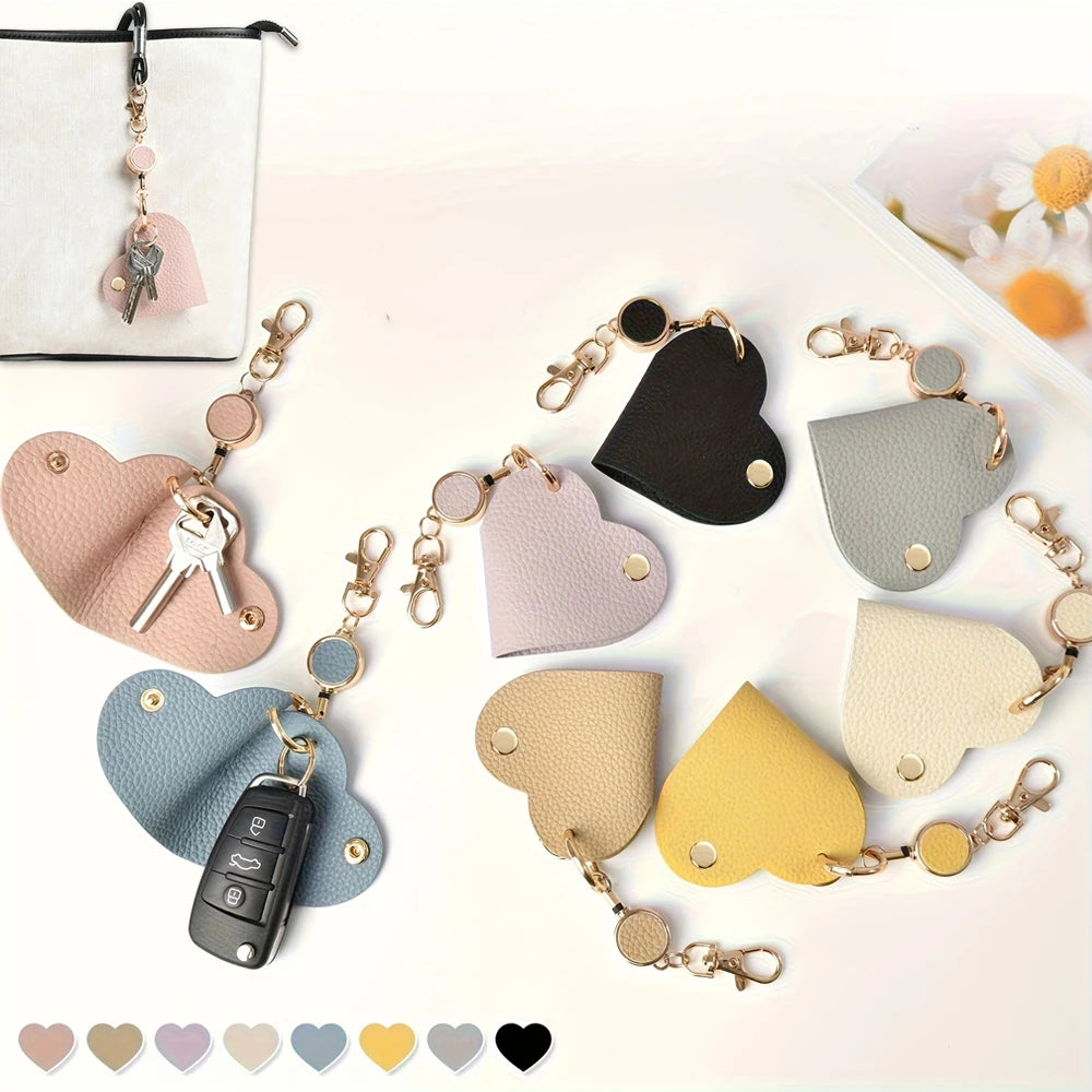 Heart-Shaped Retractable Keychain Wallet