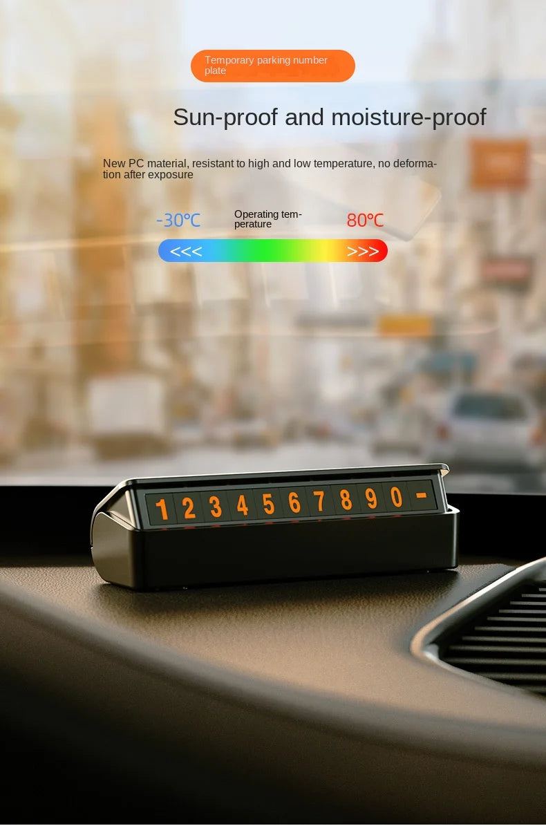 Luminous Temporary Parking Number Plate for Car