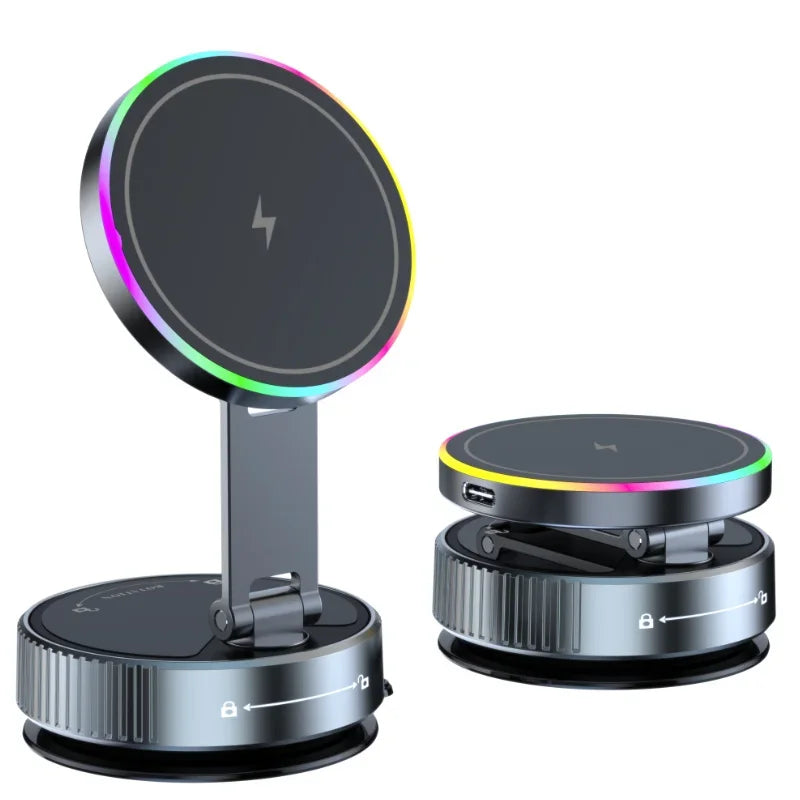 Magnetic Wireless Car Charger Mount with RGB Ambient Lighting - 21