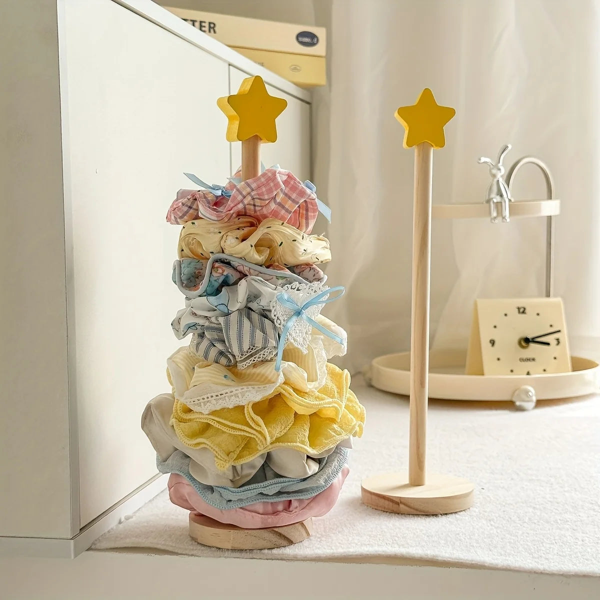 Wooden Desktop Hair Scrunchie and Jewelry Display Organizer