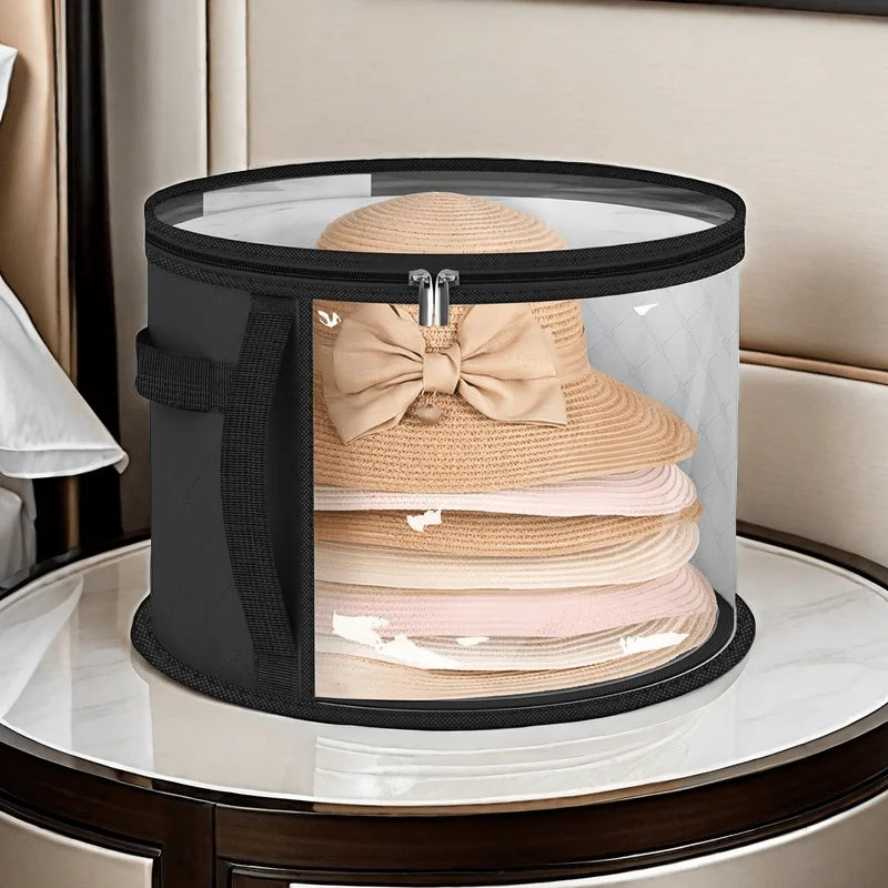 Extra-Large Foldable Hat Storage Box with Clear Viewing Window