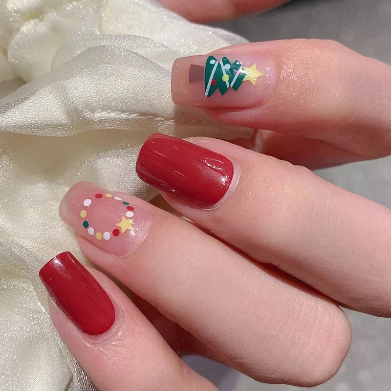 Christmas Semi-Cured Gel Nail Wraps with Winter Snowflake Designs