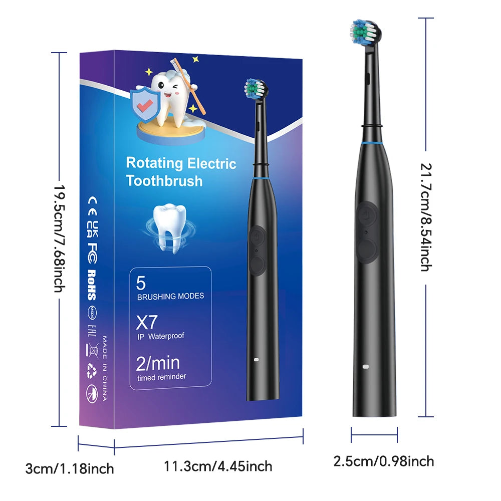 5-Mode Rechargeable Electric Toothbrush with 4 Replacement Heads - 15