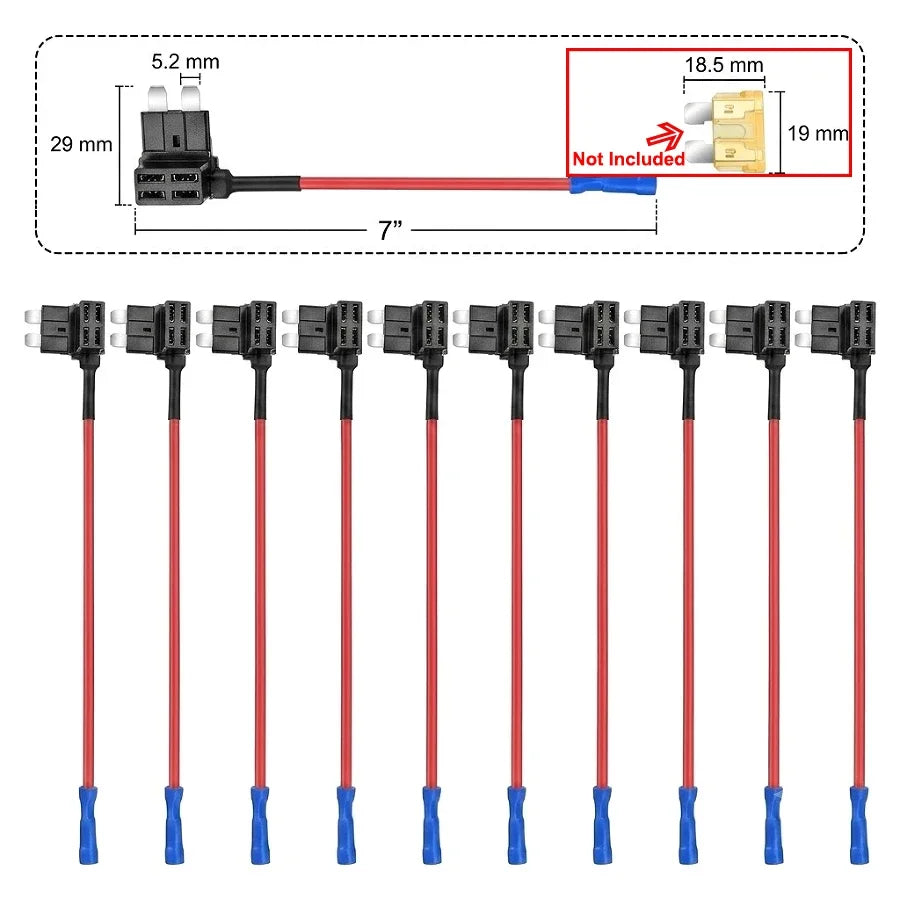 10 Pack Car Fuse Holder Add a Circuit Adapter for Auto Blade Fuses