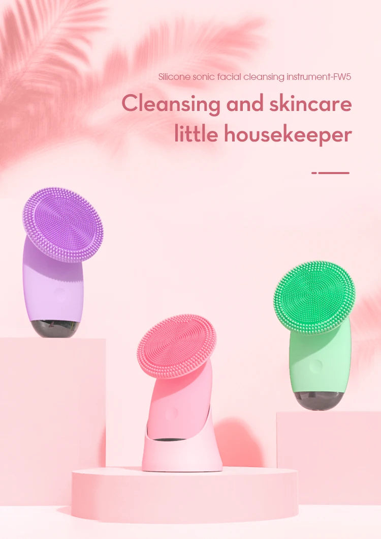 Electric Silicone Sonic Facial Cleansing Brush - 7