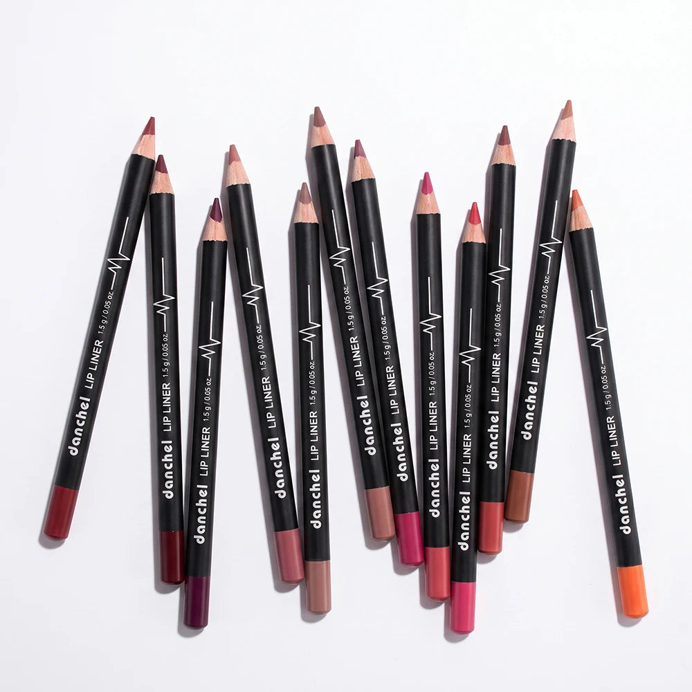 12-Piece Waterproof Semi-Matte Lip Liner Pencil Set