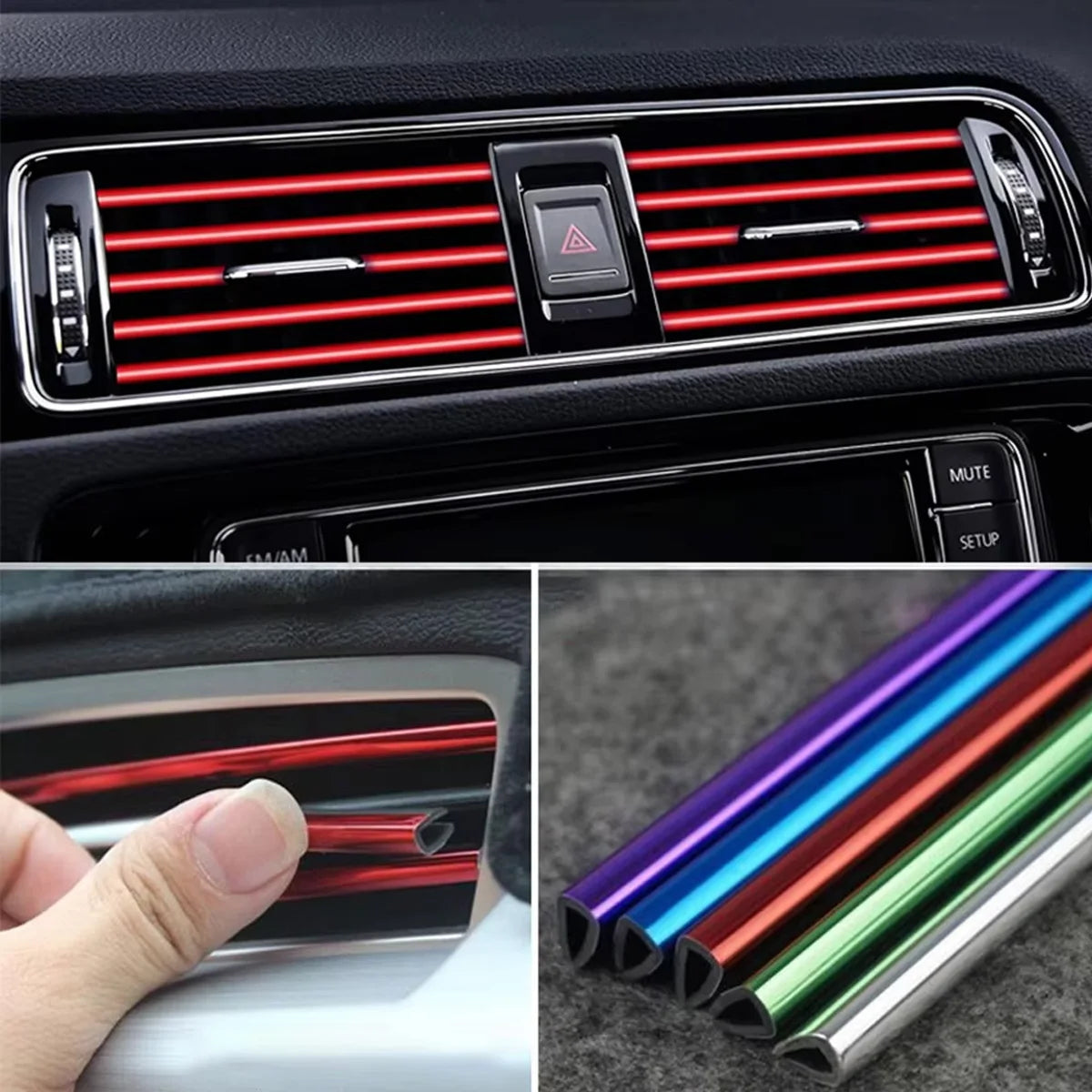 10pcs Car Interior Air Vent Trim Strip Universal AC Outlet Decoration - 4