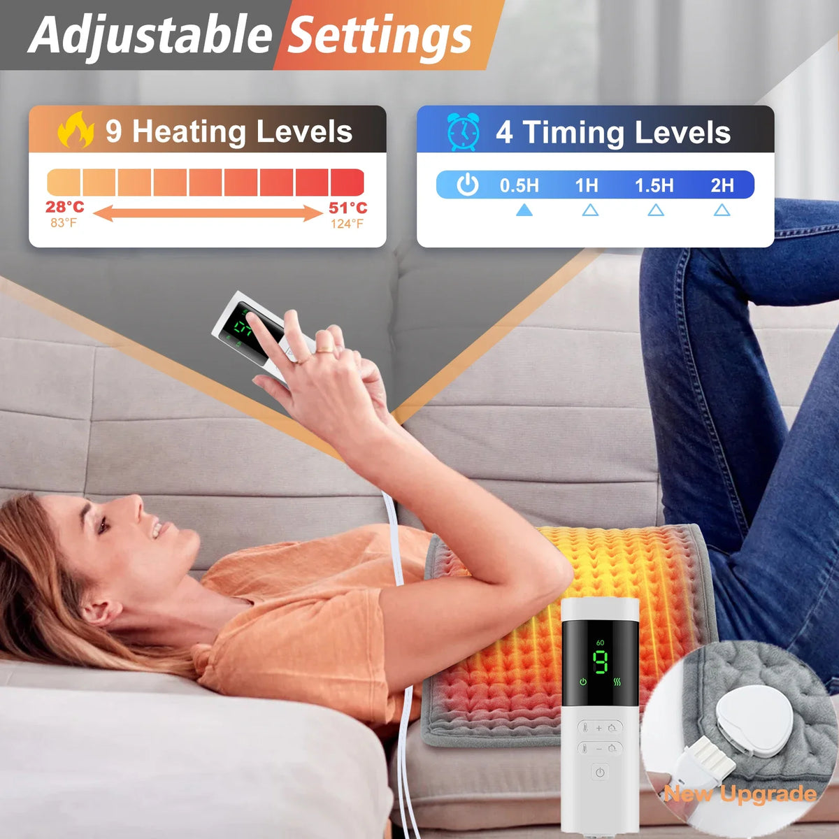 Electric Heating Pad for Back Neck and Shoulder Pain Relief