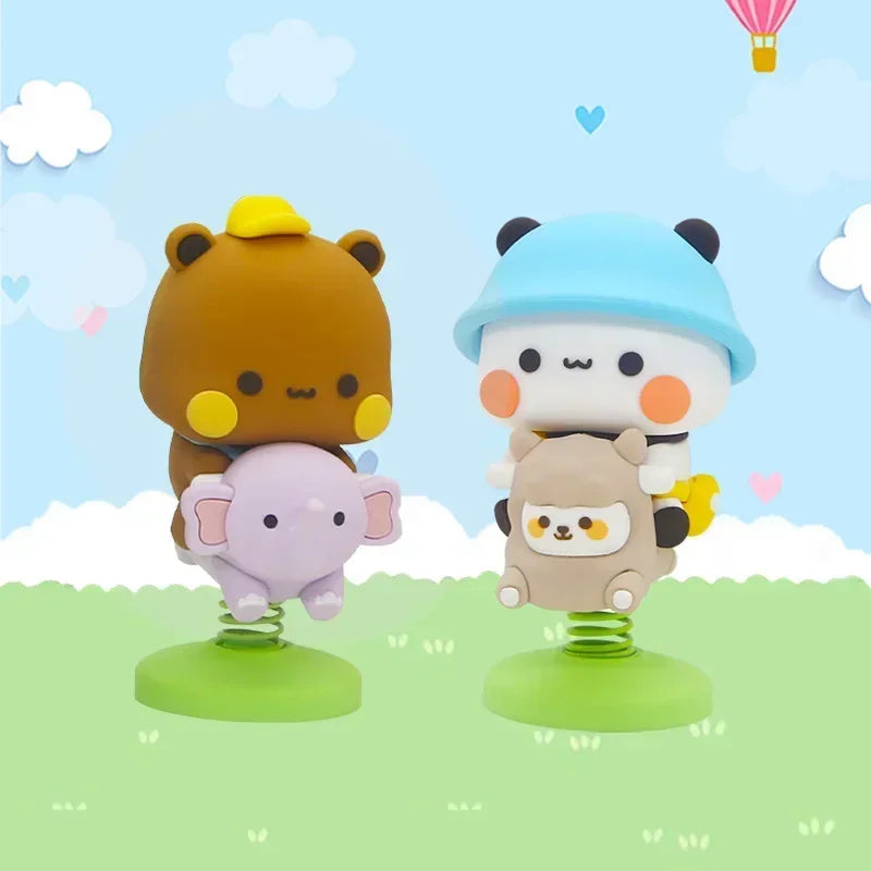 Cute Cartoon Panda and Bear Dashboard Ornament