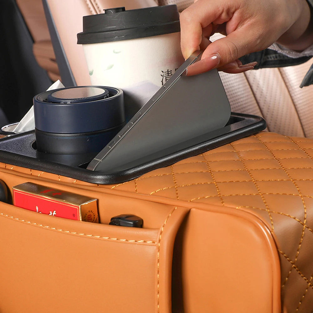 Multifunctional Car Armrest Organizer with Cup Holder and Storage - 11