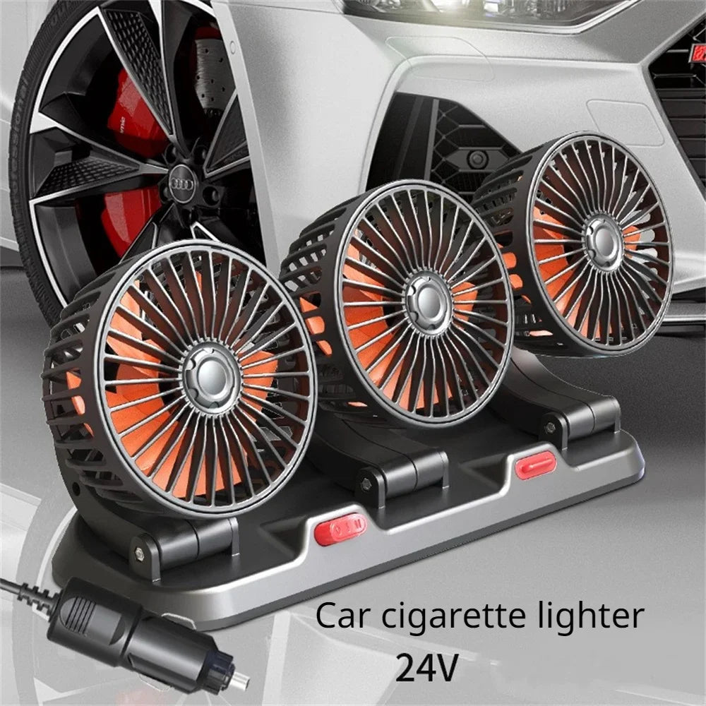 3-Head Adjustable Car Cooling Fan for Dashboard