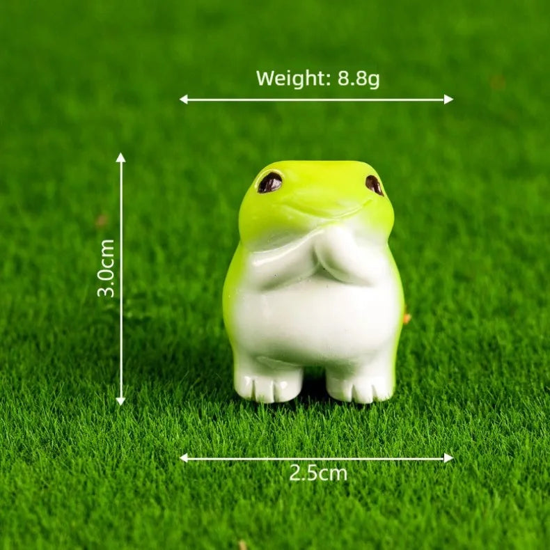 6-Piece Cute Miniature Resin Frog Figurine Set for Home Decor - 8