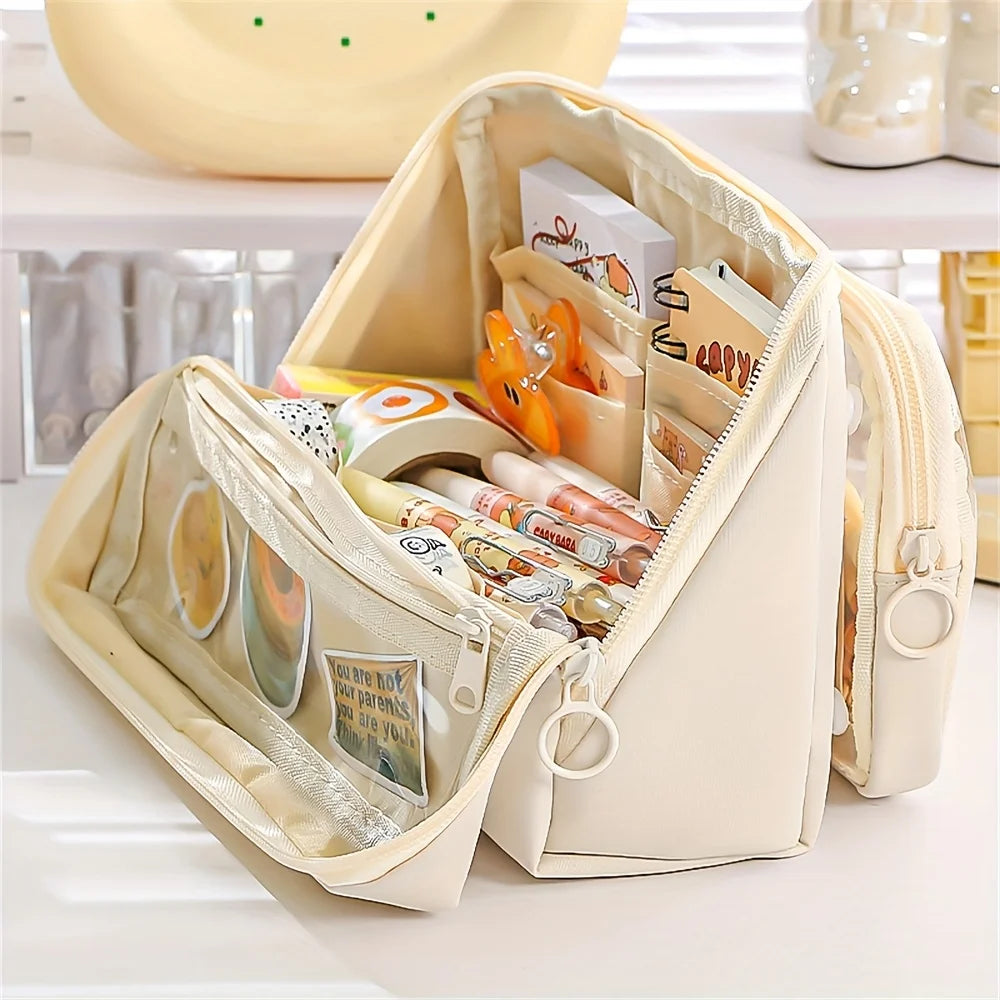 Large Capacity Pencil Case with 9 Compartments Stationery Storage Organizer