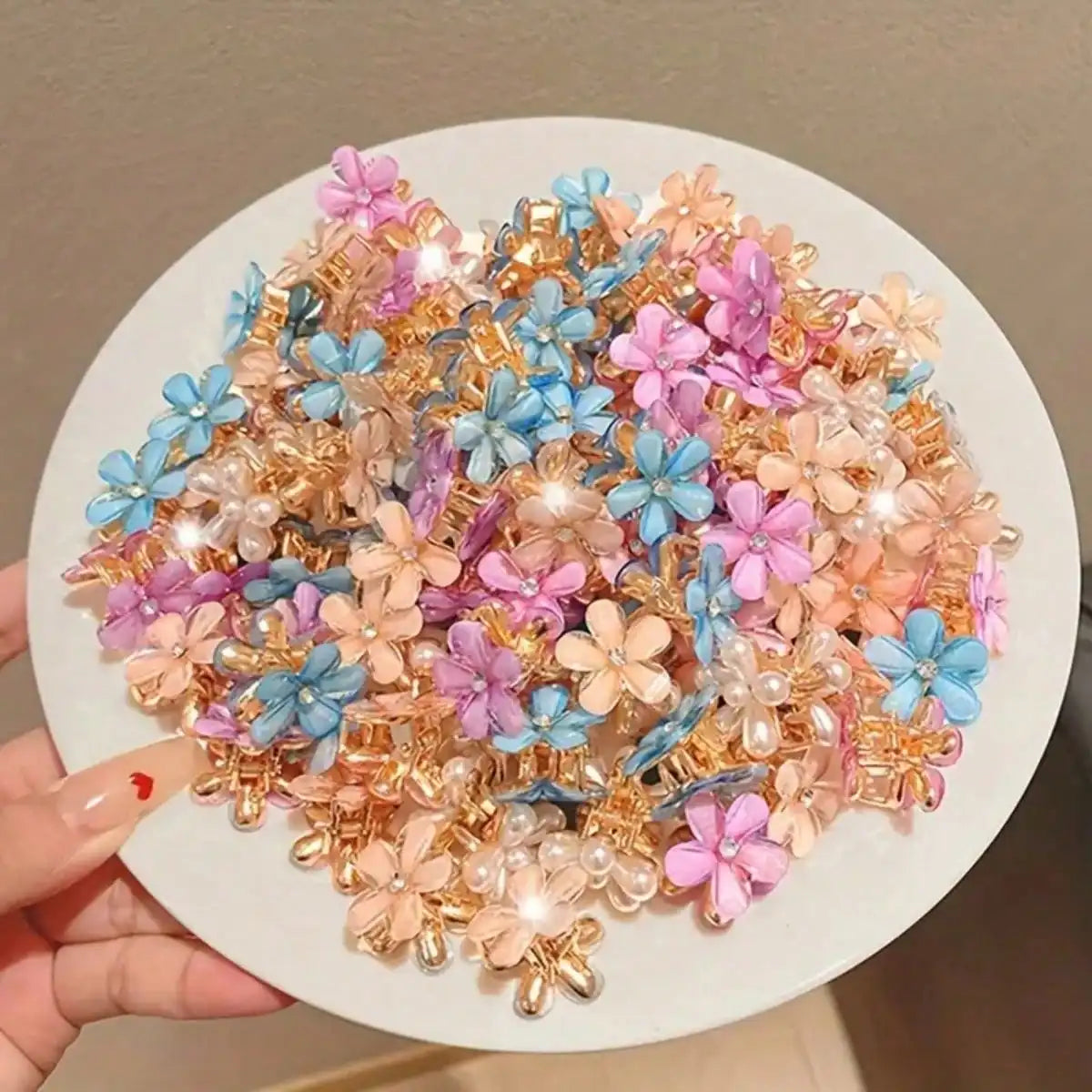 10pcs Fairy Flower Hair Claw Clips Cute Floral Mini Hair Accessories