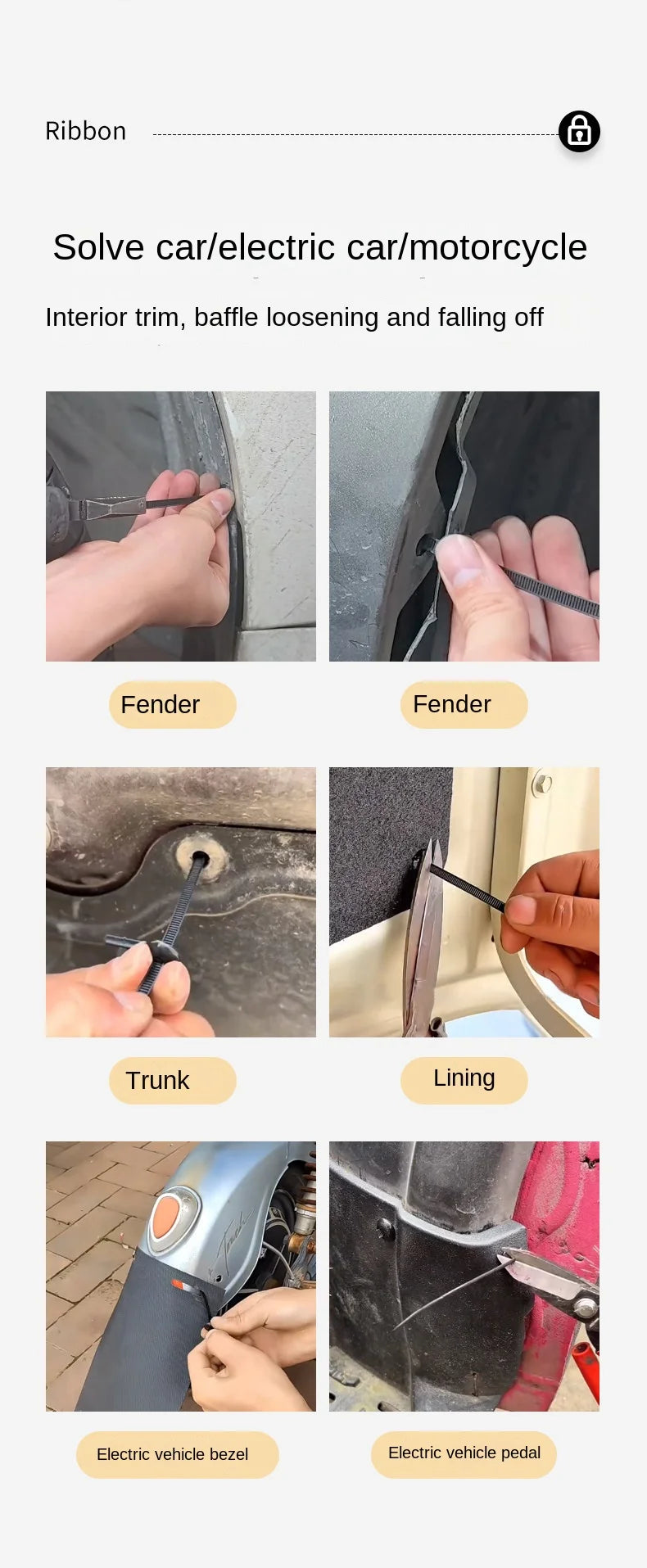 Universal Car Fender and Trim Cable Tie Fastener Kit