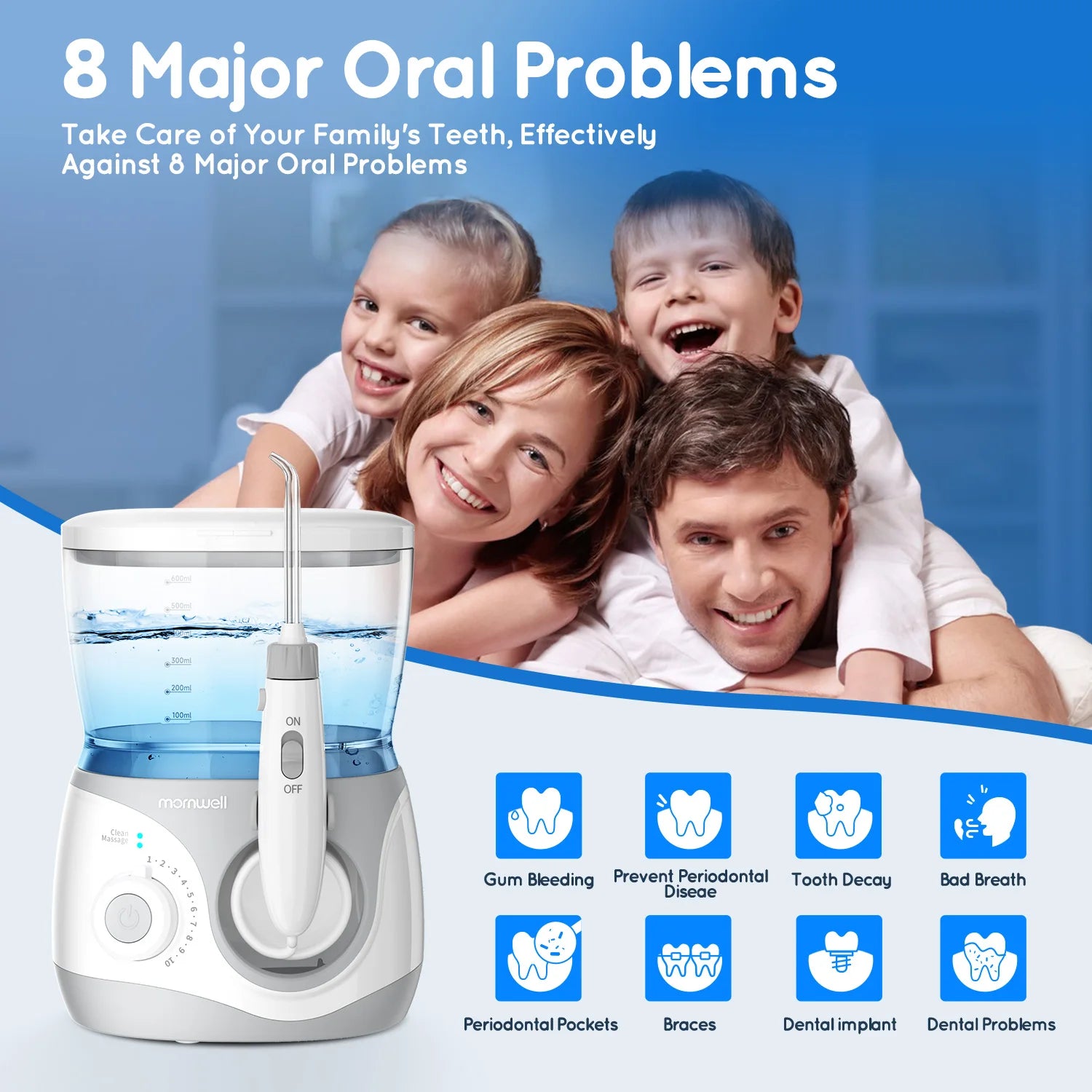 Electric Water Flosser with 8 Nozzles for Deep Oral Cleaning - 2