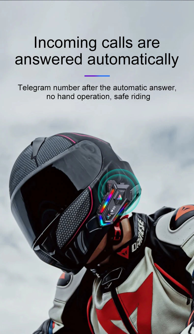 Wireless Motorcycle Helmet Bluetooth Headset with RGB Light - 11