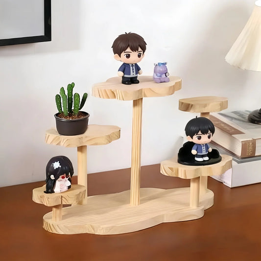 Multilayer Wooden Display Stand for Collectibles and Decor