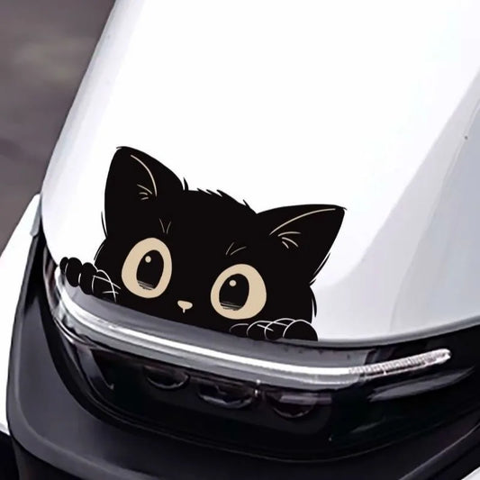Peeking Black Cat Vinyl Decal for Cars and Motorcycles