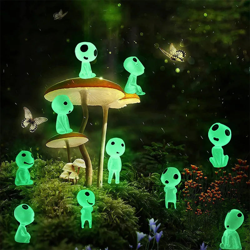 10pcs Luminous Tree Spirit Figurines Glowing Miniature Garden Statues - 1