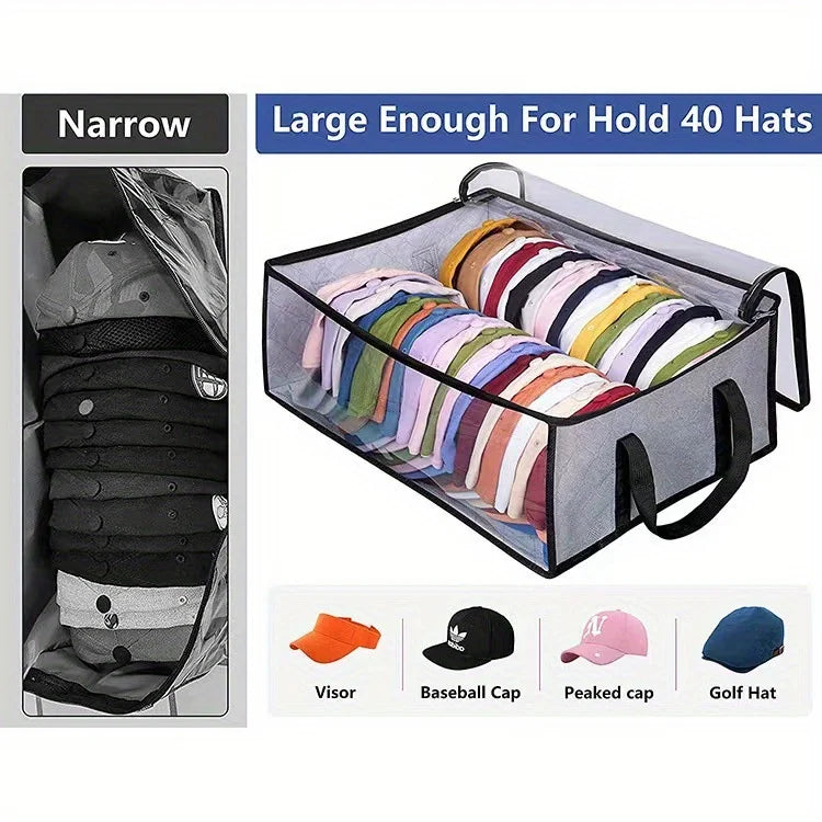 Extra-Large Foldable Hat Storage Box with Clear Viewing Window - 16