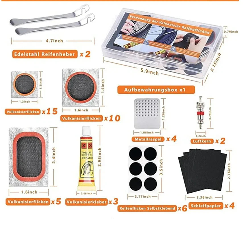 Portable Bike Tire Repair Kit for Bicycles and Motorcycles - 8