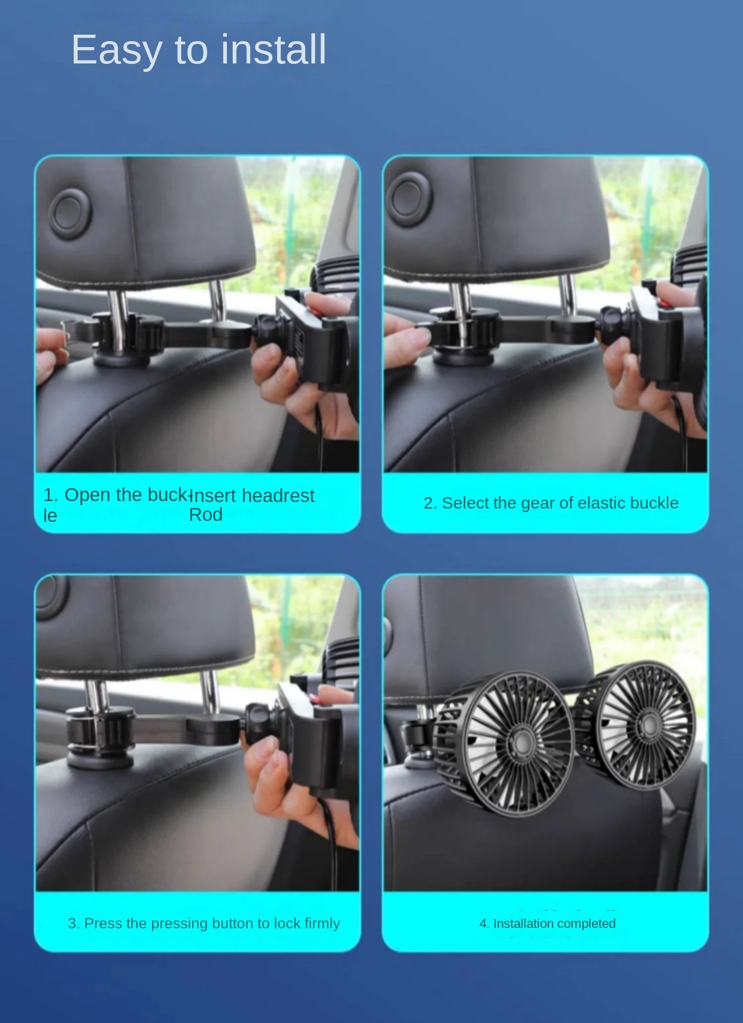 Adjustable USB Powered Car Backseat Cooling Fan - 22