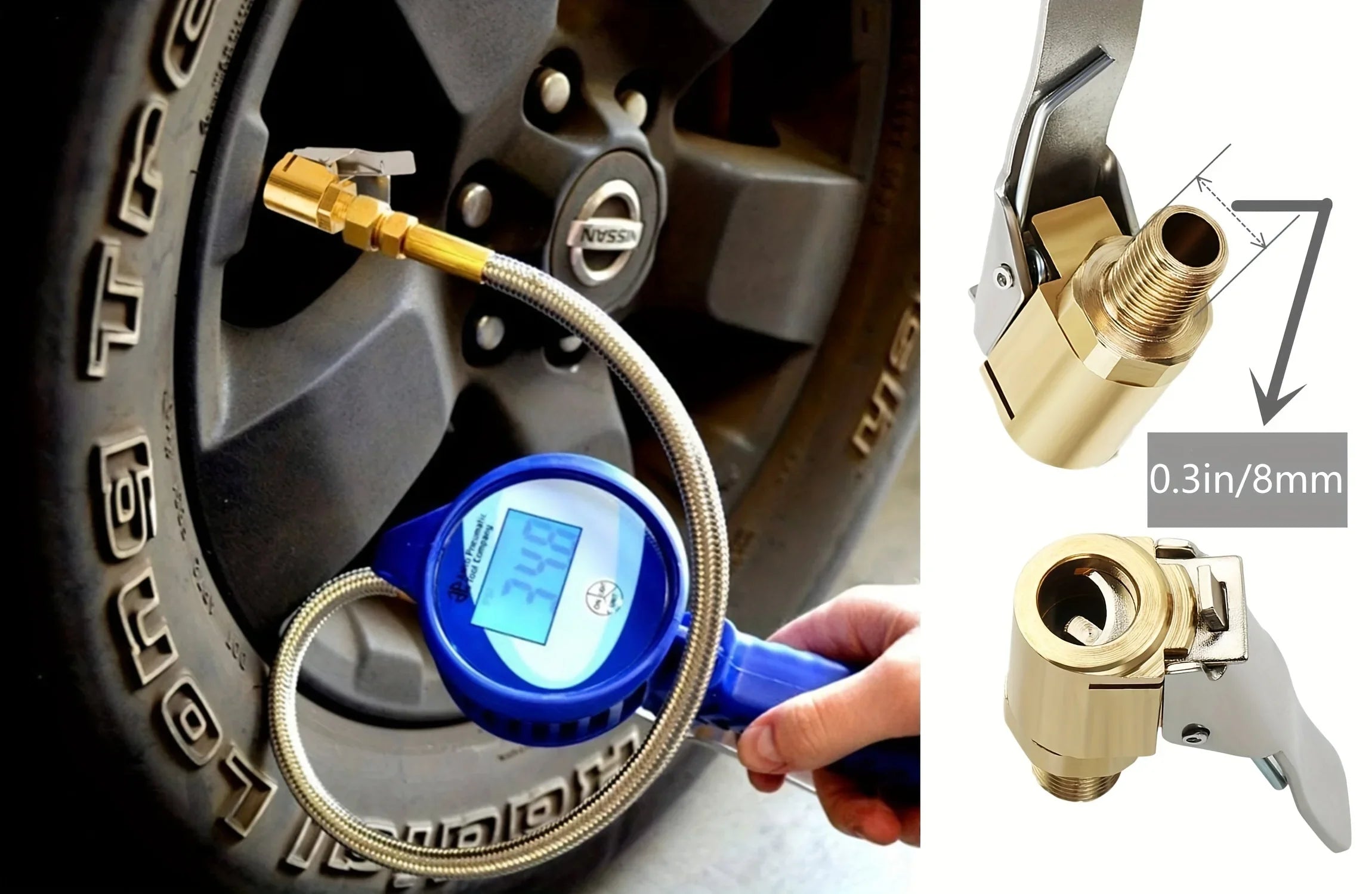 Brass Locking Tire Inflator Air Chuck Adapter - 9