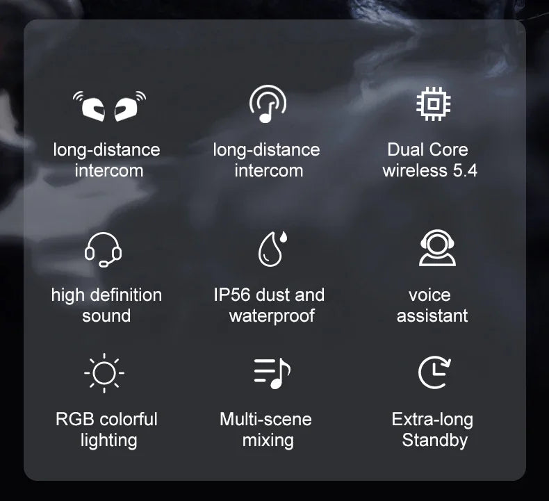 Wireless Motorcycle Helmet Bluetooth Headset with 500M Intercom - 8