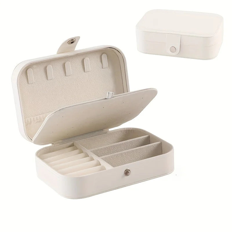 Portable Leather Travel Jewelry Organizer Case