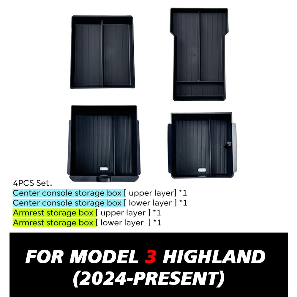 Center Console Organizer Tray Set for Model 3 Highland - 8