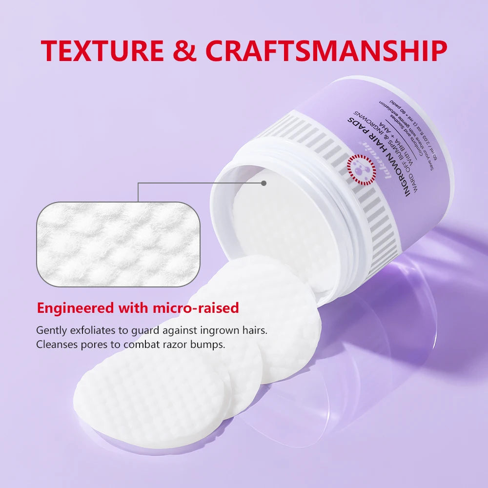 Exfoliating Ingrown Hair Treatment Pads for Razor Bumps - 5