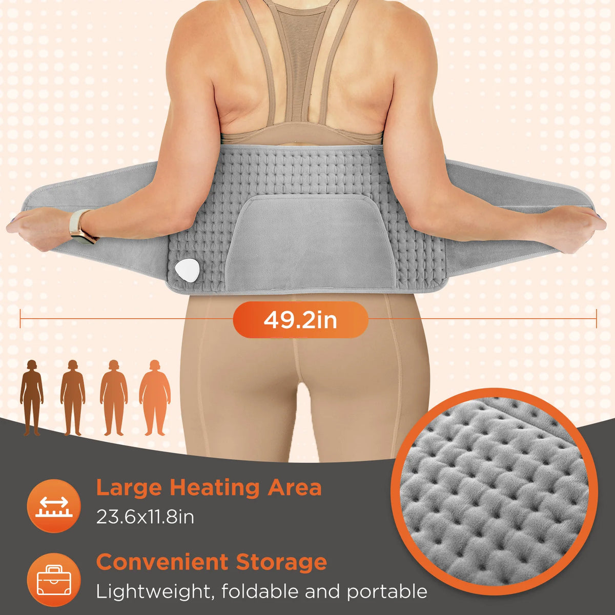 Electric Heated Waist Wrap with Hand Pockets and Timer