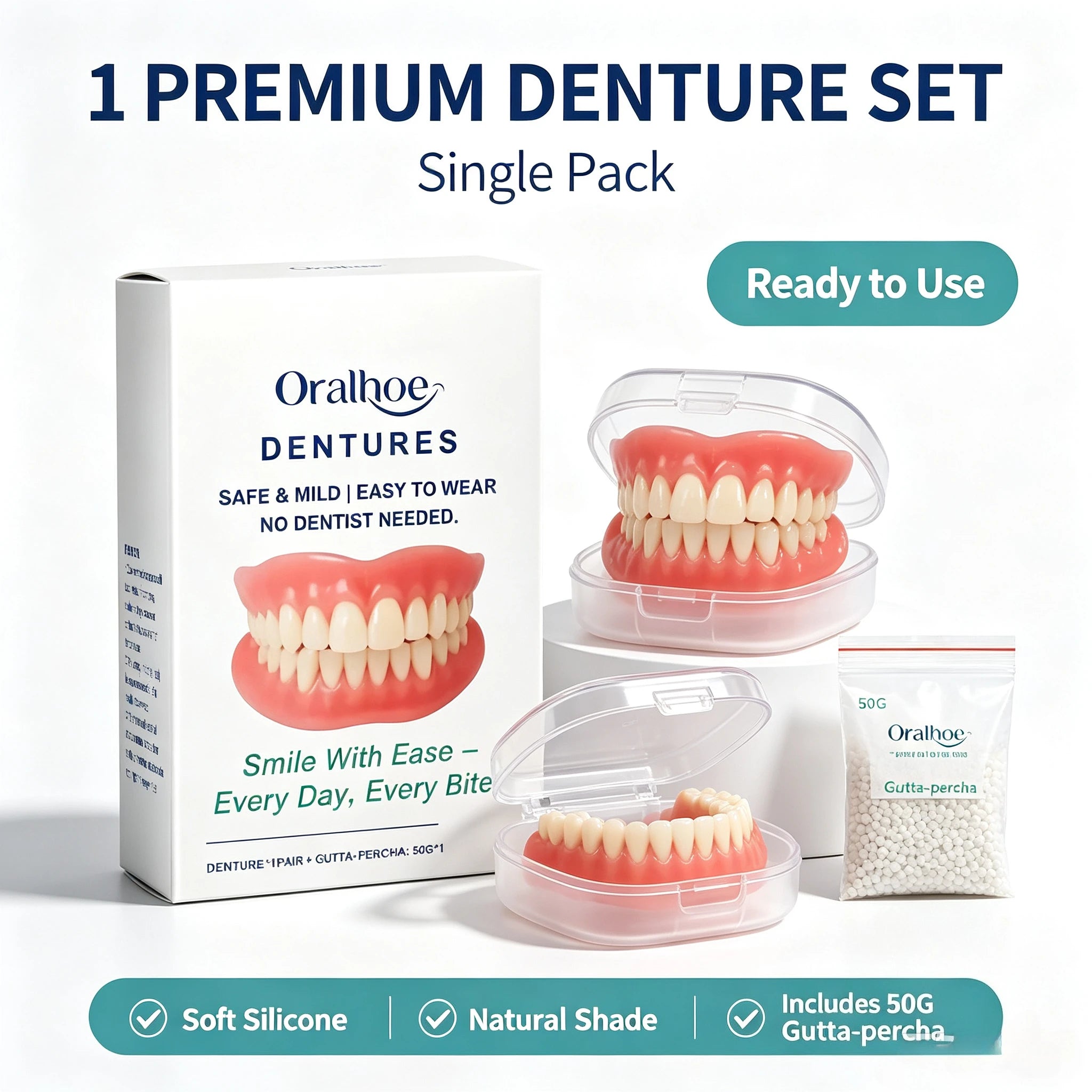 Portable Denture Storage and Cleaning Care Kit - 8