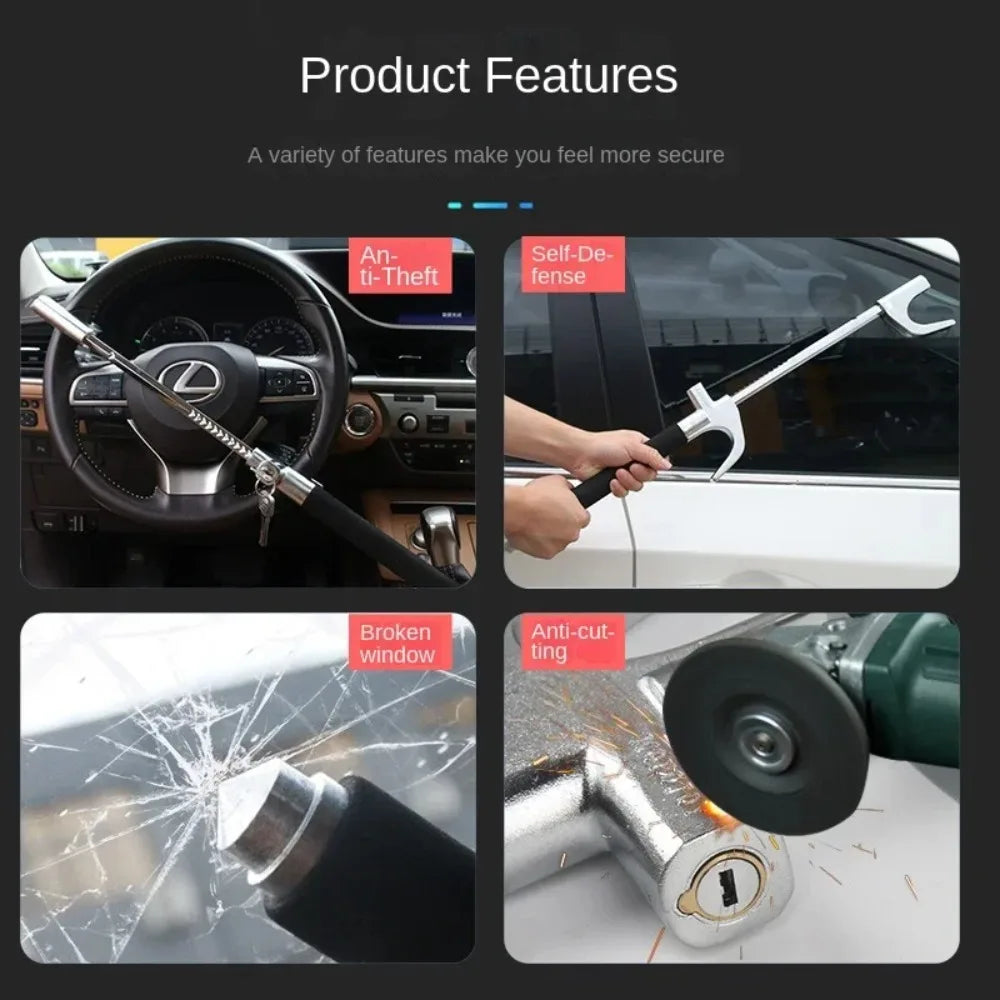 Adjustable Car Steering Wheel Security Lock - 5
