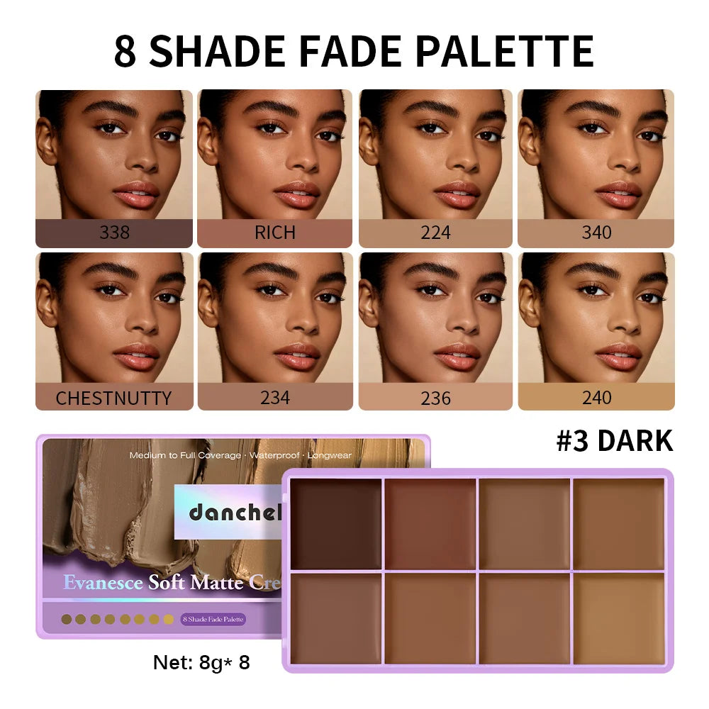 8-Color Cream Concealer and Contour Palette for Full Face Makeup