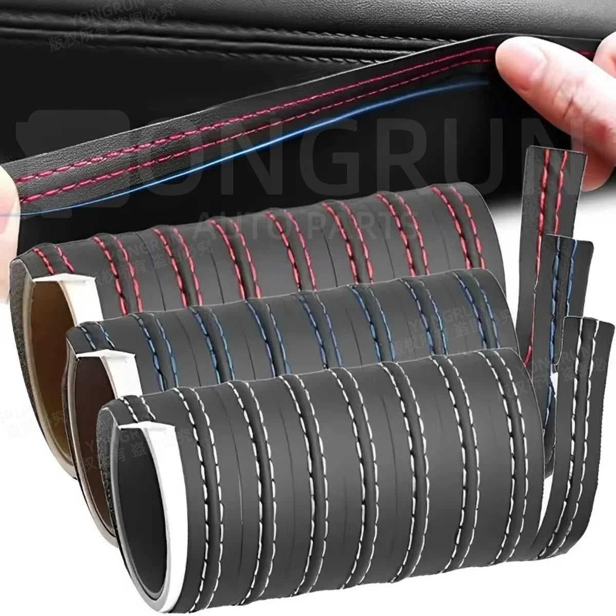 1M Car Interior Decorative Trim Strip PU Leather Dashboard Edge Molding - 4