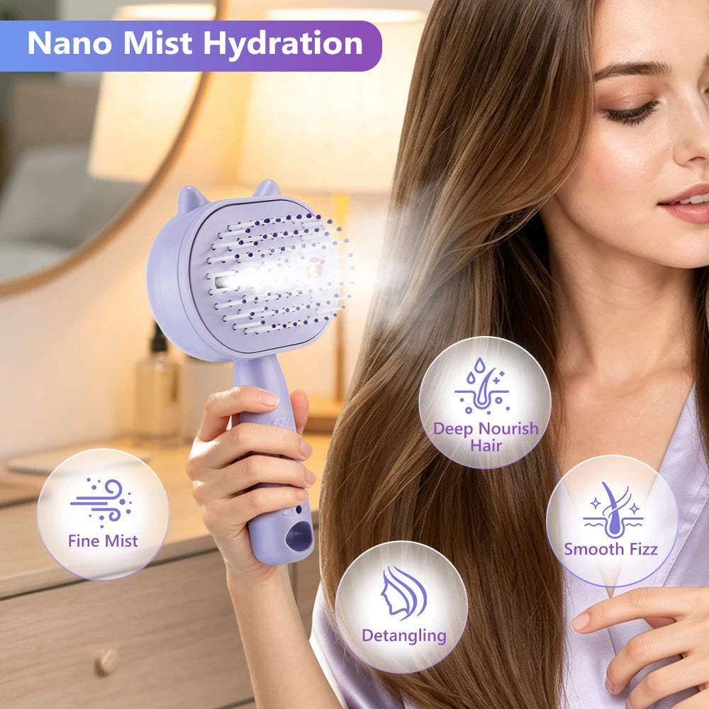 Electric Mist Spray Scalp Massager and Detangling Hair Brush - 8