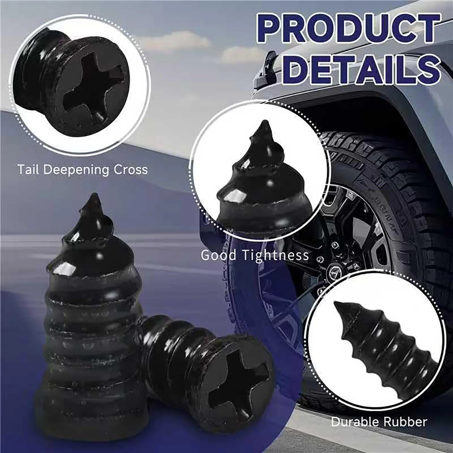 Emergency Tubeless Tire Puncture Repair Screw Set - 3
