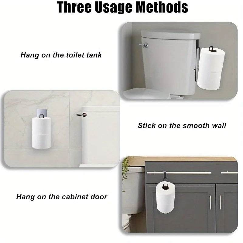 Hanging Toilet Paper Holder No Drill Wall Mount Bathroom Tissue Rack - 5