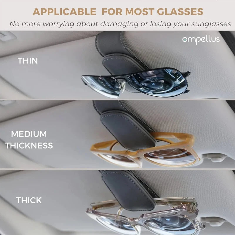 Magnetic Leather Car Visor Sunglasses Holder Clip