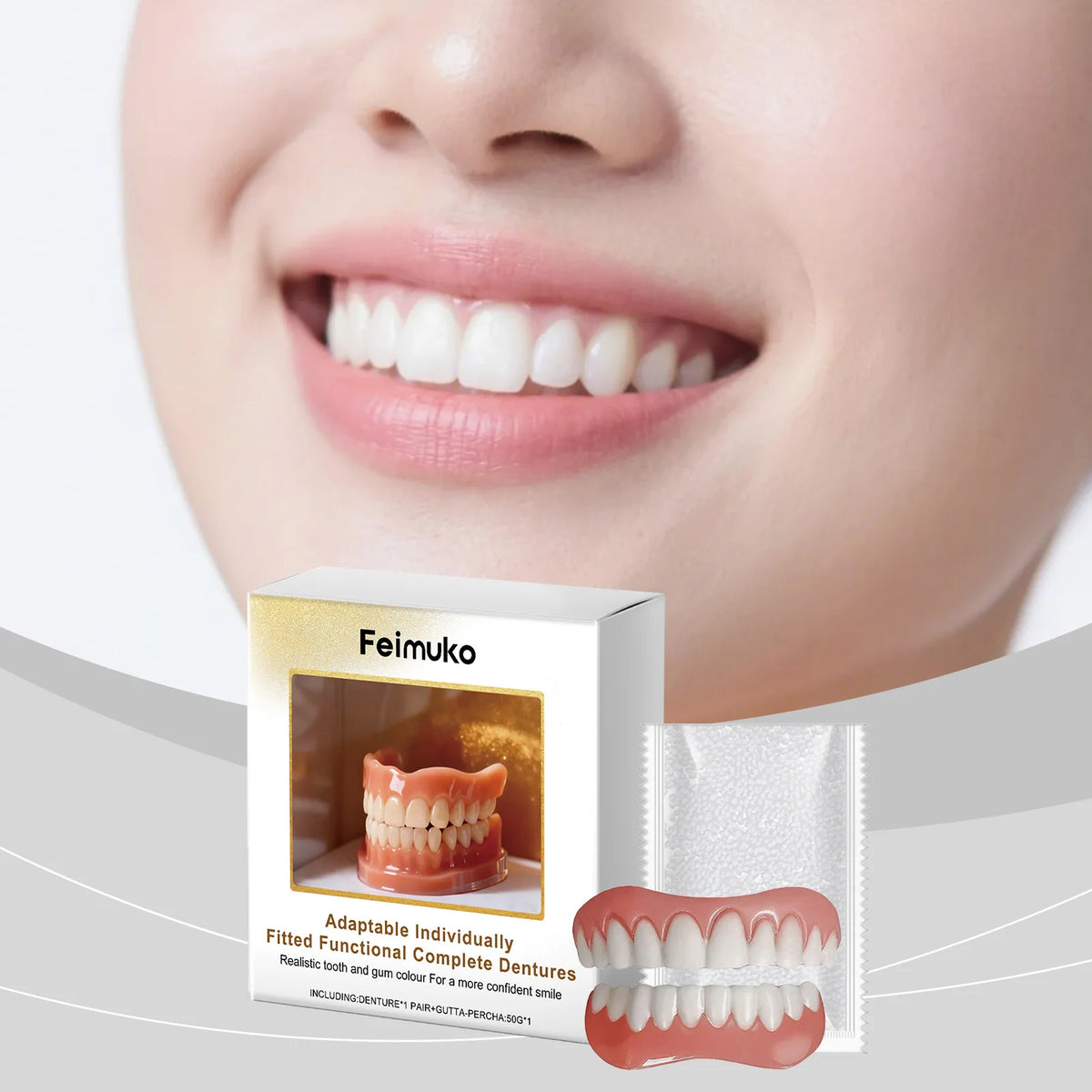 Comfortable Fit Silicone Denture Set for Instant Smile Enhancement
