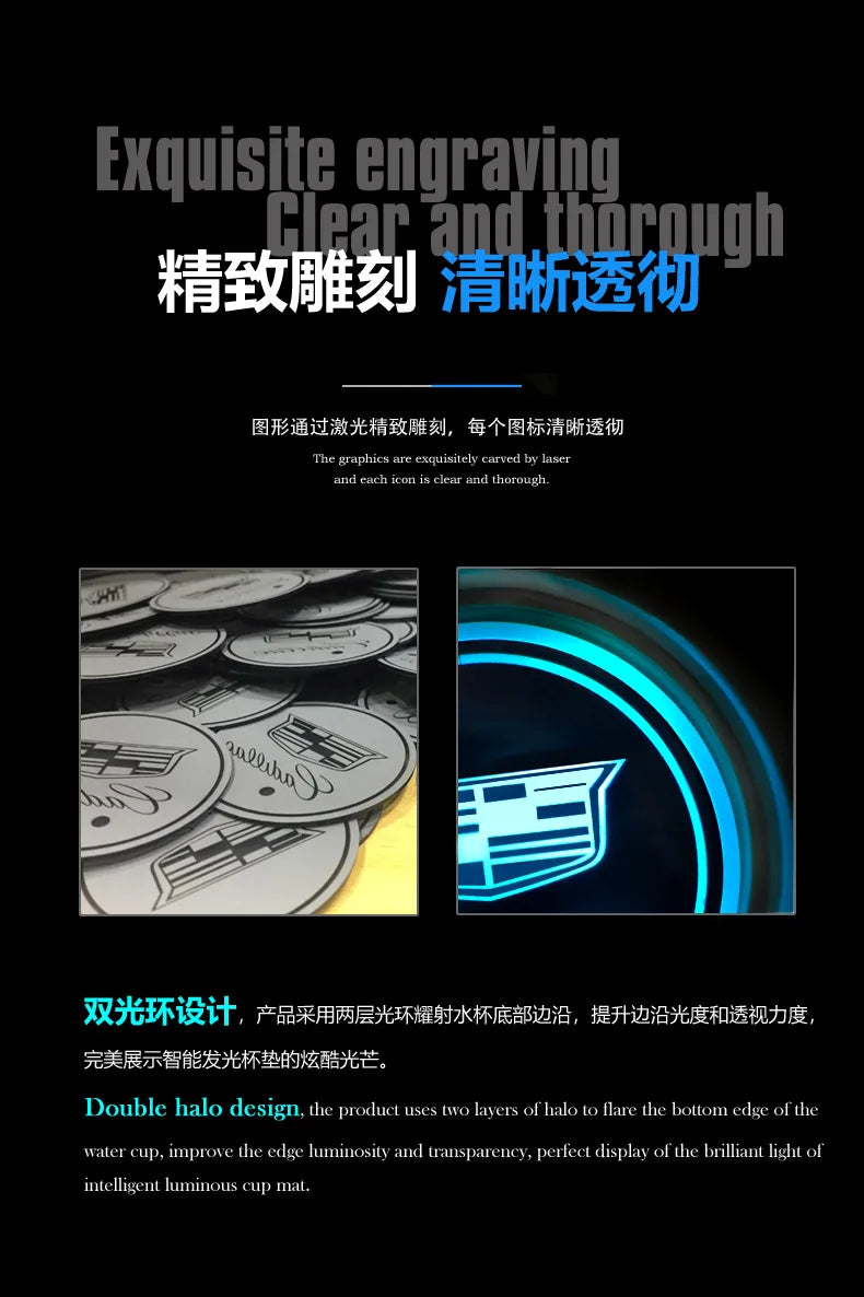 7-Color LED Car Cup Holder Coaster with Motion Sensor