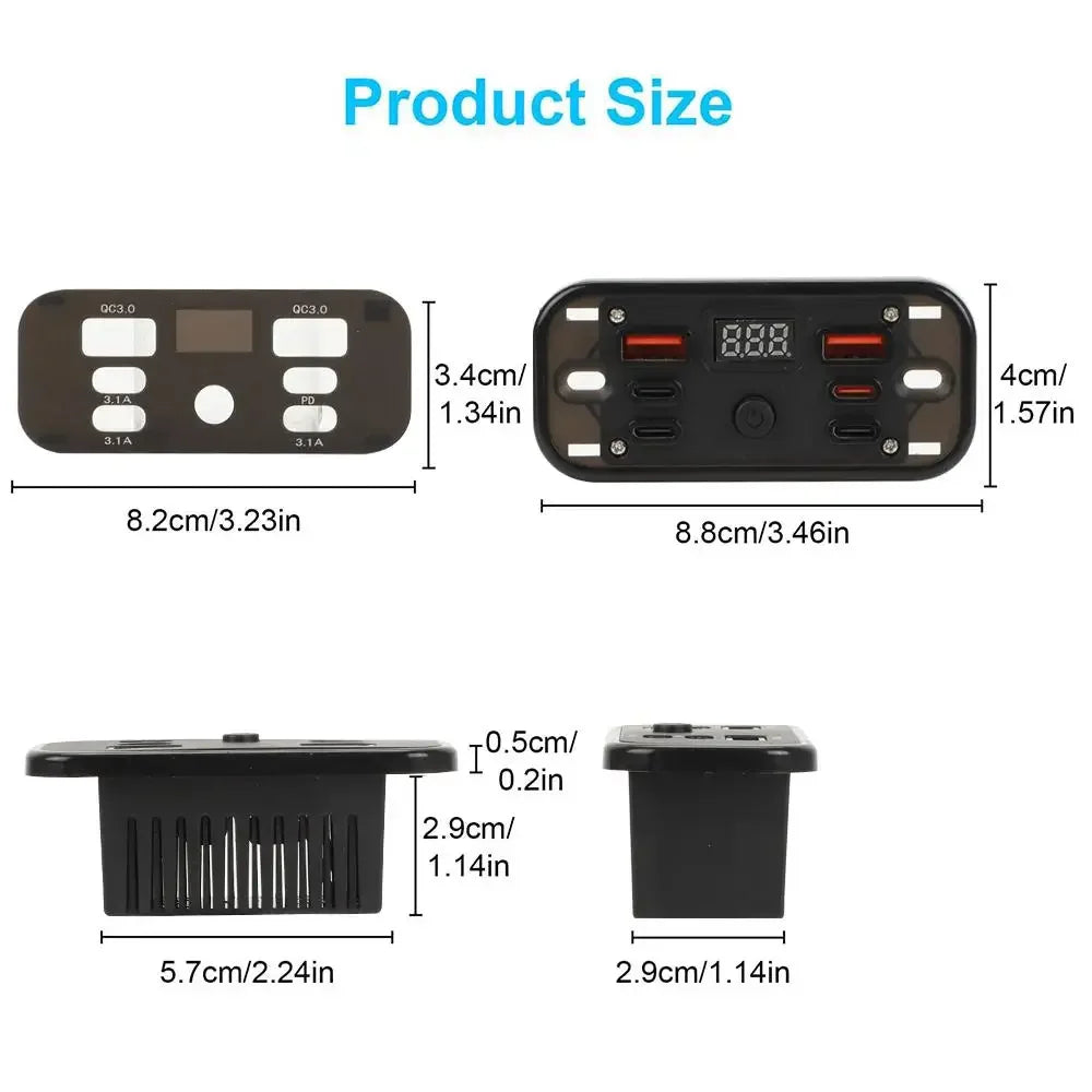 6-Port Fast Charging Car Socket Adapter with LED Voltage Display