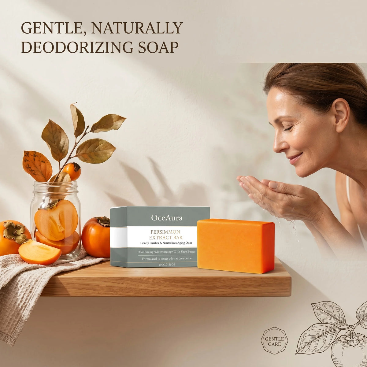 Natural Persimmon Deodorizing Body Soap for Aging Odor